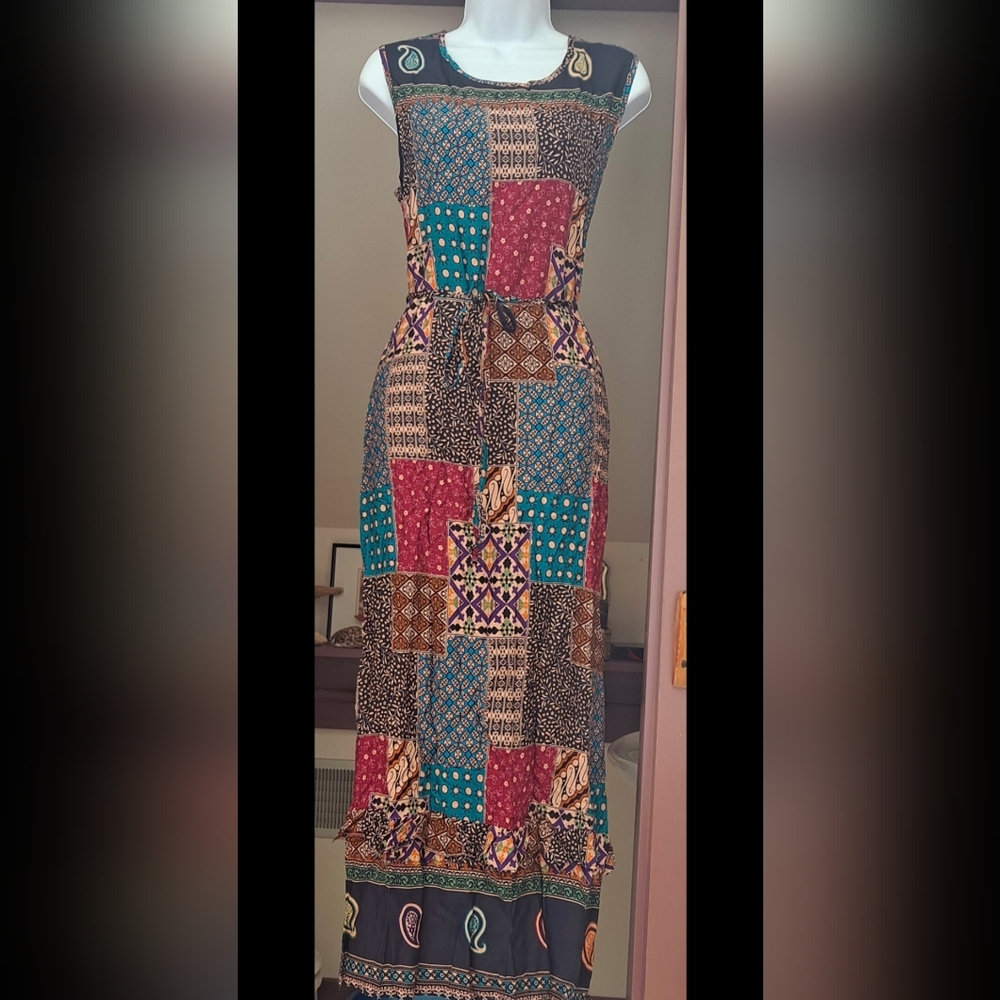 NWT ZENANA Outfitters The Mogan Maxi Dress Multicolor Colorblock Paisley Ruffle